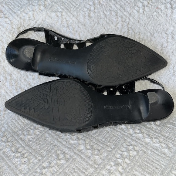 AK Anne Klein Dynamo Black Patent Slingback Heels 7.5M - Picture 7 of 8